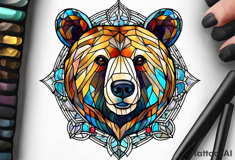 Stained glass teaddy bear tattoo idea
