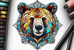 Stained glass teaddy bear tattoo idea