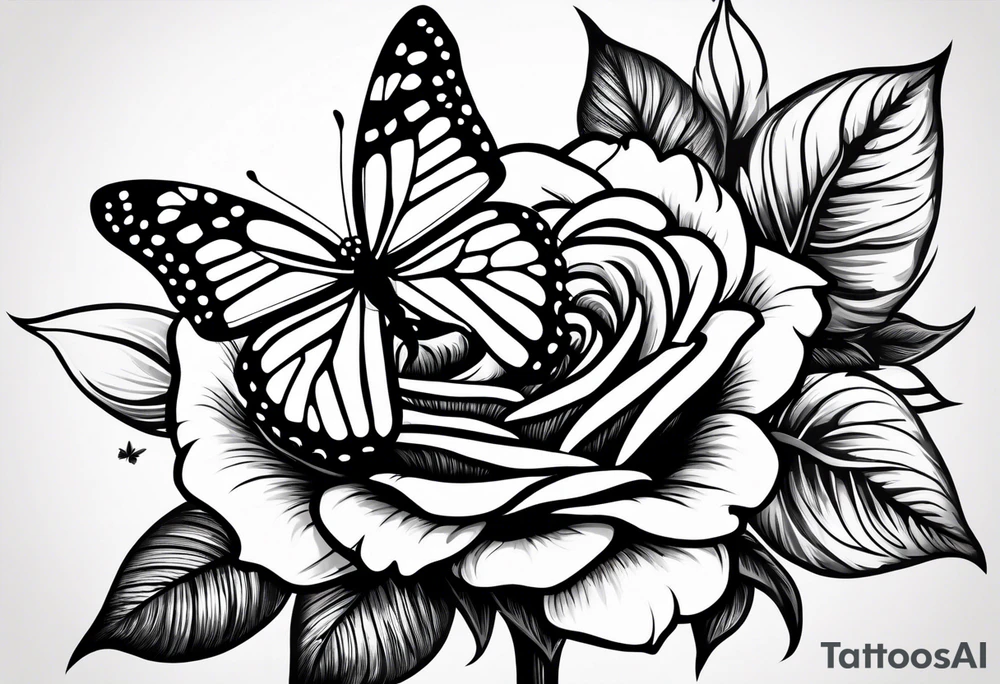 Flower rose, sunflower, butterfly, name: Ruby tattoo idea