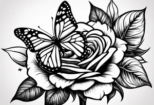 Flower rose, sunflower, butterfly, name: Ruby tattoo idea