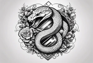 half sleeve with a snake heart and knife tattoo idea