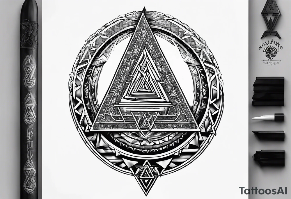 Valhalla steps Valknut sword tattoo idea