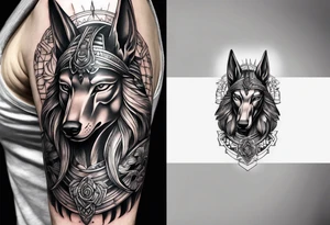 The war between Anubis  and ra tattoo sleeve design tattoo idea