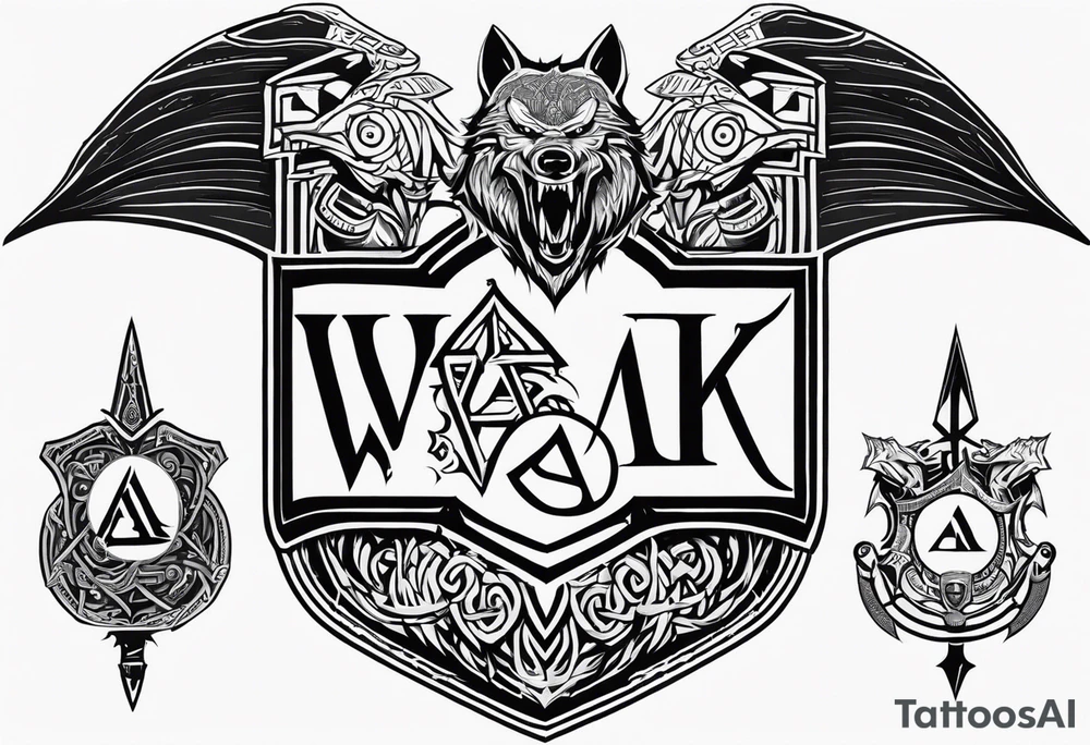 Sword shield dragon Valhalla valknut bear wolf tattoo idea