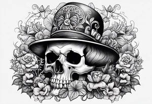 Skull magic mushrooms tattoo idea