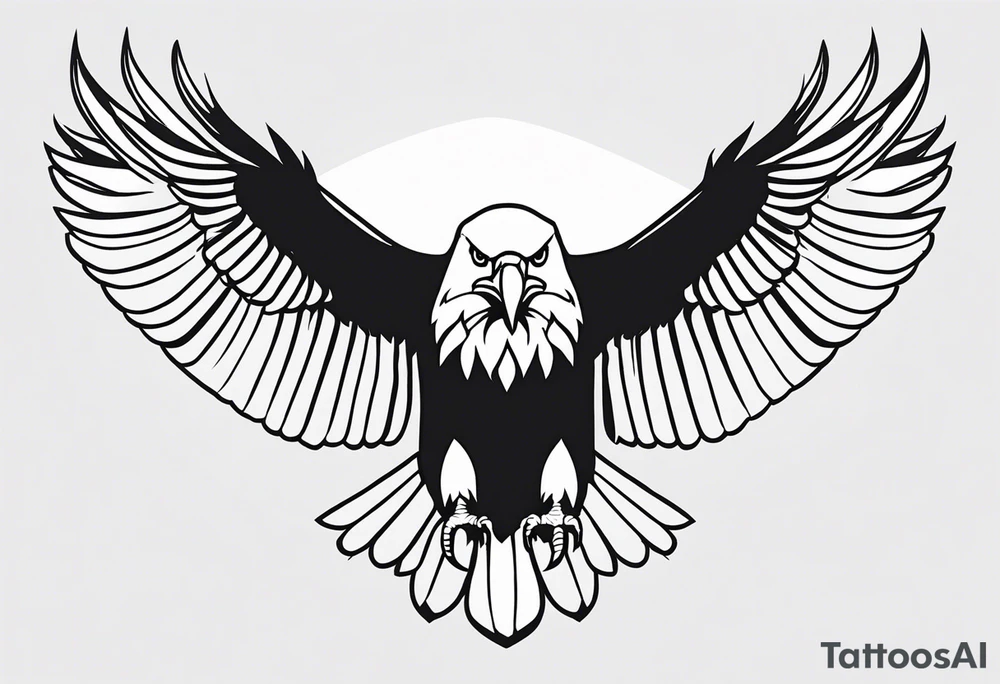 bald eagle with its wings spread, very simple line design, even less detail tattoo idea