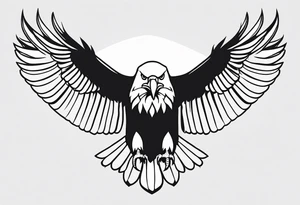 bald eagle with its wings spread, very simple line design, even less detail tattoo idea