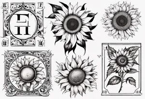 combining the letters E and H with a sunflower image tattoo idea