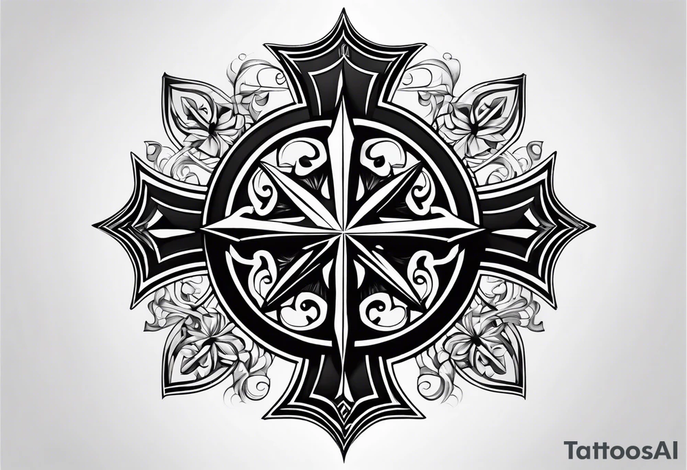 Maltese cross with Jesus in the middle tattoo idea