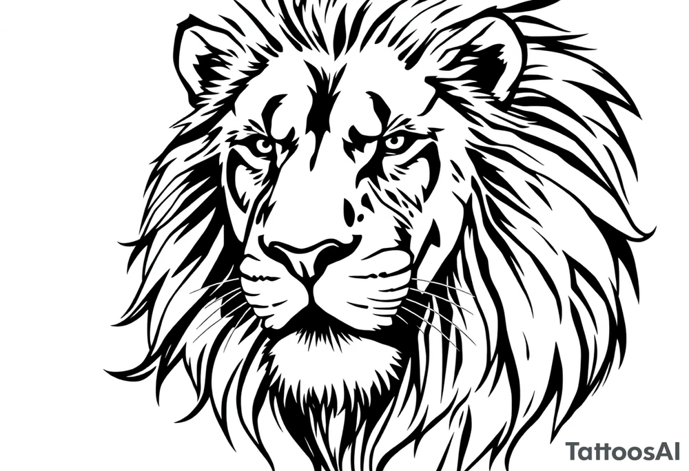 powerful majestic lion, close-up tattoo idea
