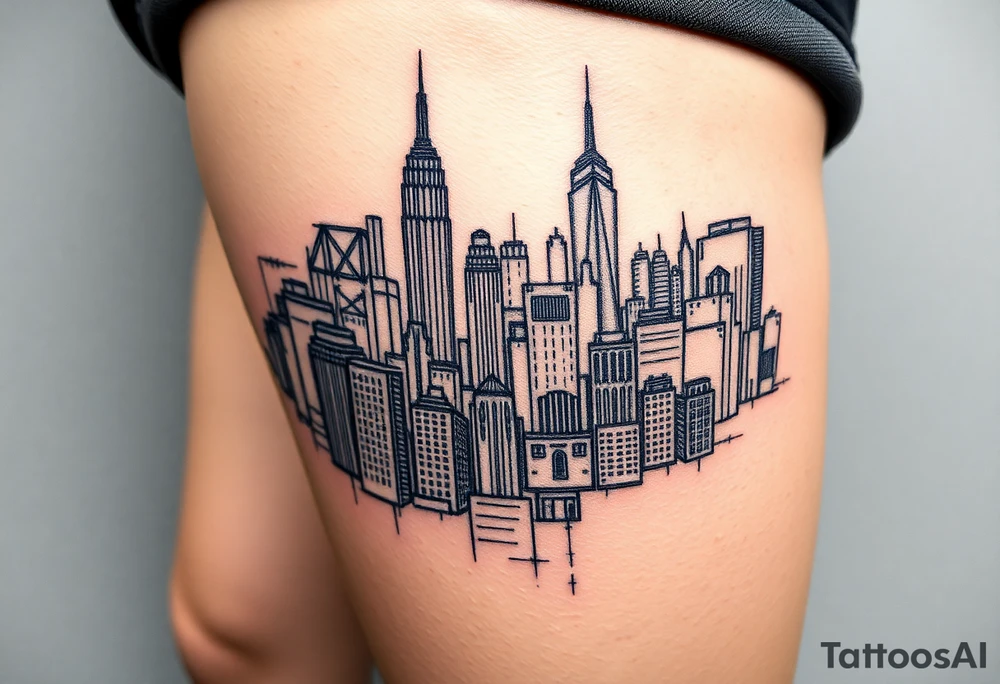corrupted new york city landscape tattoo idea