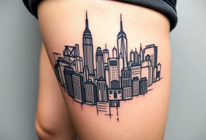 corrupted new york city landscape tattoo idea