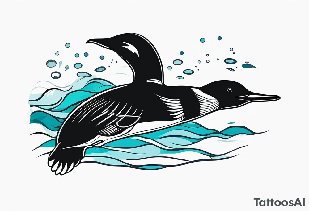 Loon diving underwater tattoo idea