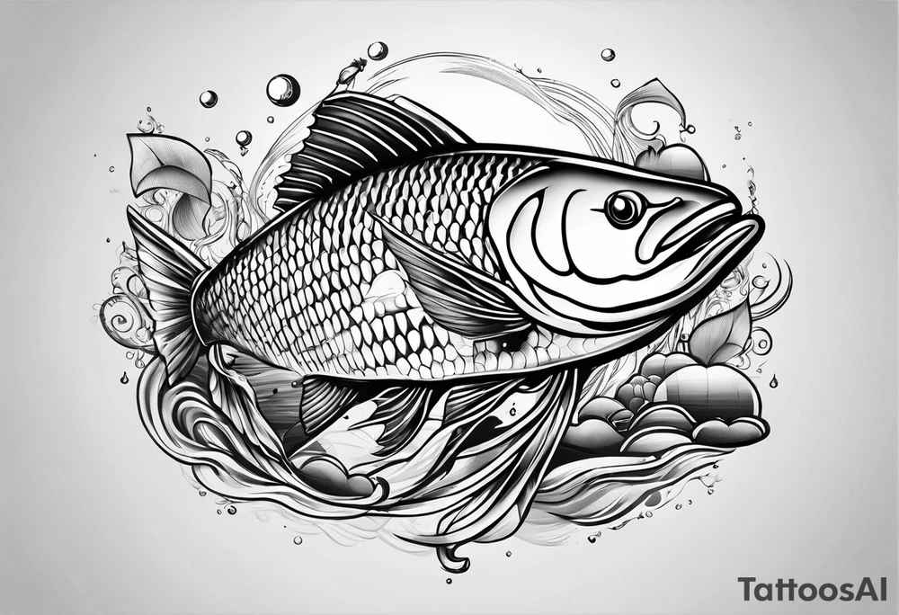 Hinting and fishing and love tattoo idea