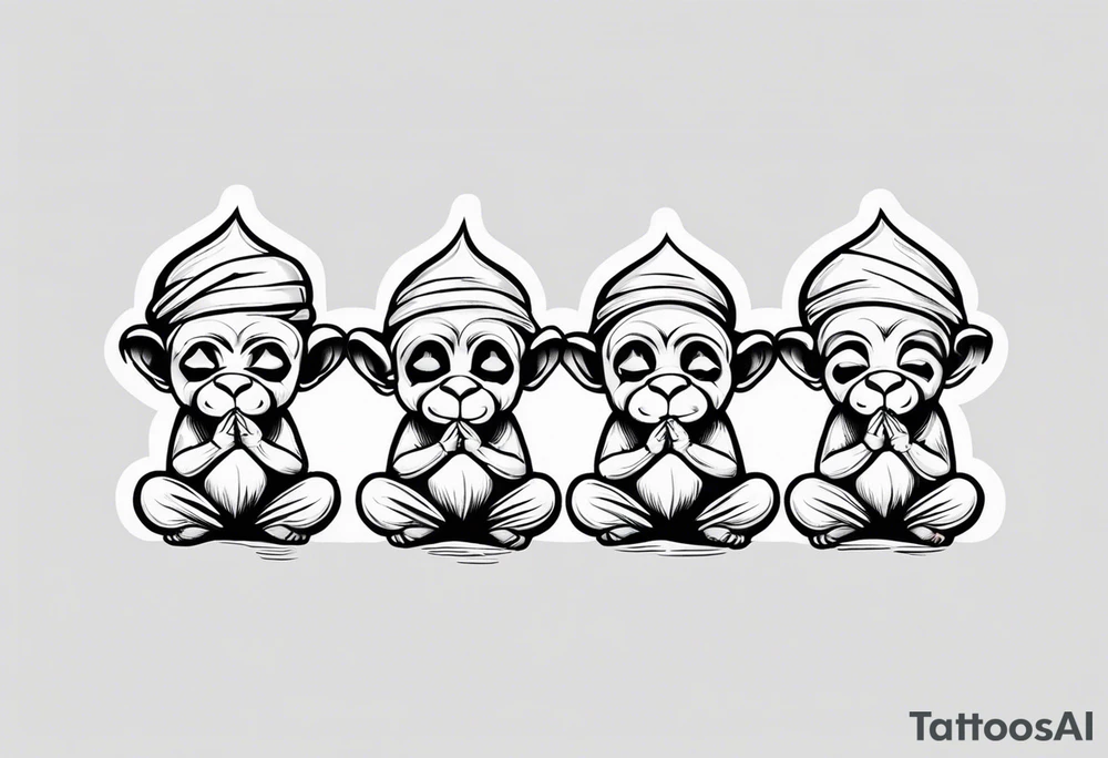 3 wise monekys+hear no evil see no evil tell no evil+vertical tattoo idea