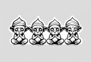 3 wise monekys+hear no evil see no evil tell no evil+vertical tattoo idea