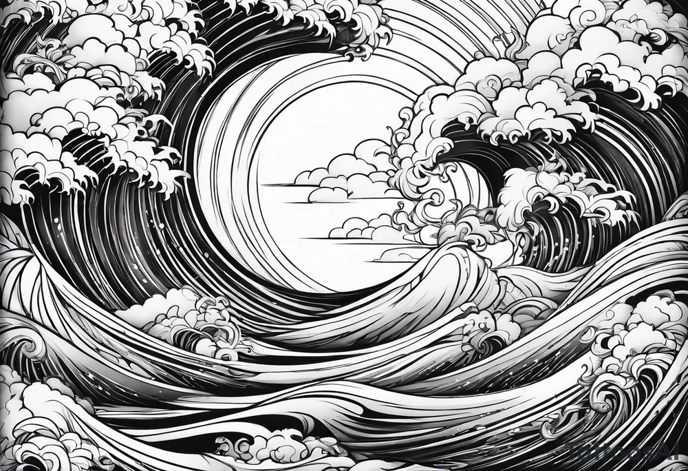 background wind or water with curved lines tattoo idea