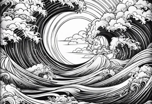 background wind or water with curved lines tattoo idea