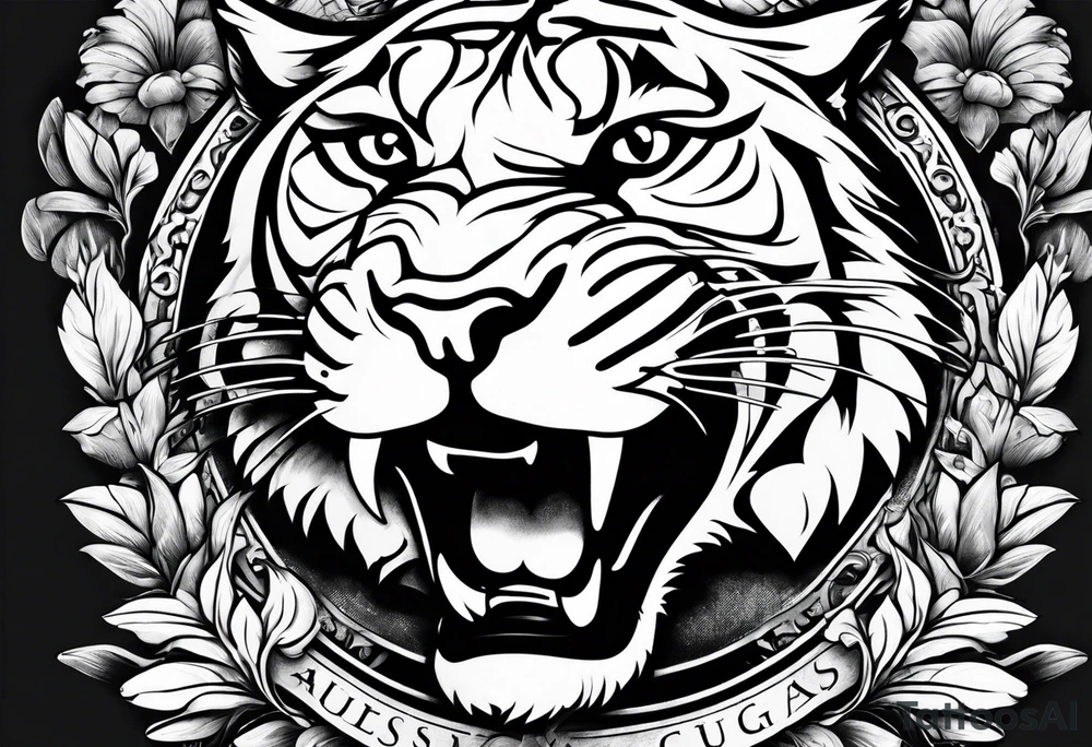 Brain and angry cougar inside hourglass tattoo idea