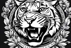 Brain and angry cougar inside hourglass tattoo idea