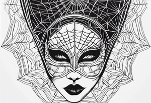 masquerade face with spider webs tattoo idea