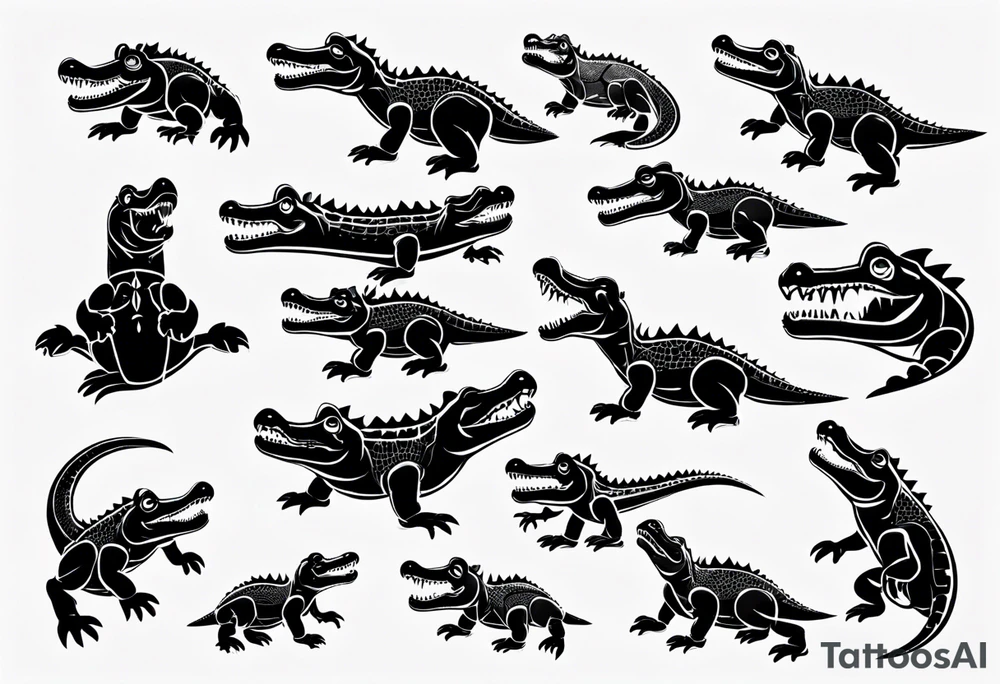 sad cartoon crocodile tattoo idea