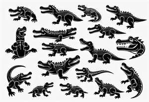 sad cartoon crocodile tattoo idea