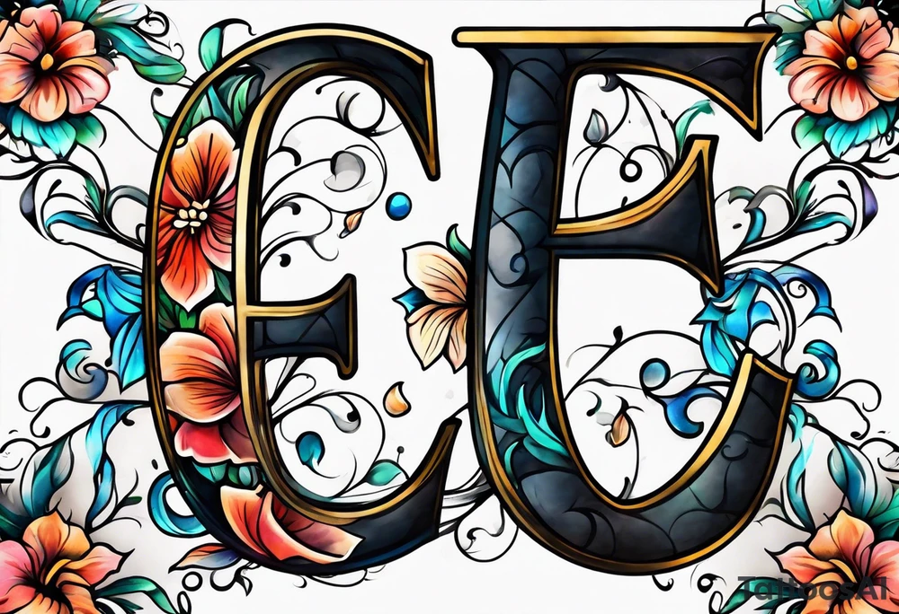Initials E, M, B tattoo idea