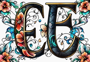 Initials E, M, B tattoo idea