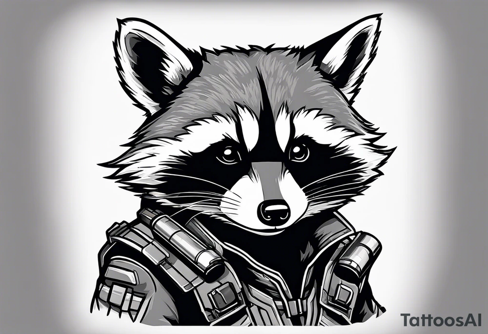 Guardians of the galaxy raccoon with a rocket launcher tattoo idea