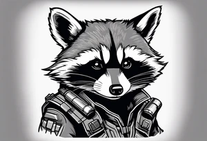 Guardians of the galaxy raccoon with a rocket launcher tattoo idea