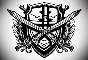 shield with crossed swords tattoo idea
