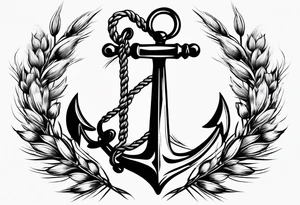 anchor with two wheat sheaves tattoo idea