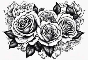 4 roses with a banner full back calf tattoo idea