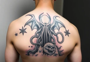 Cthulhu rising from the depths fighting star spawn and shugguths tattoo idea