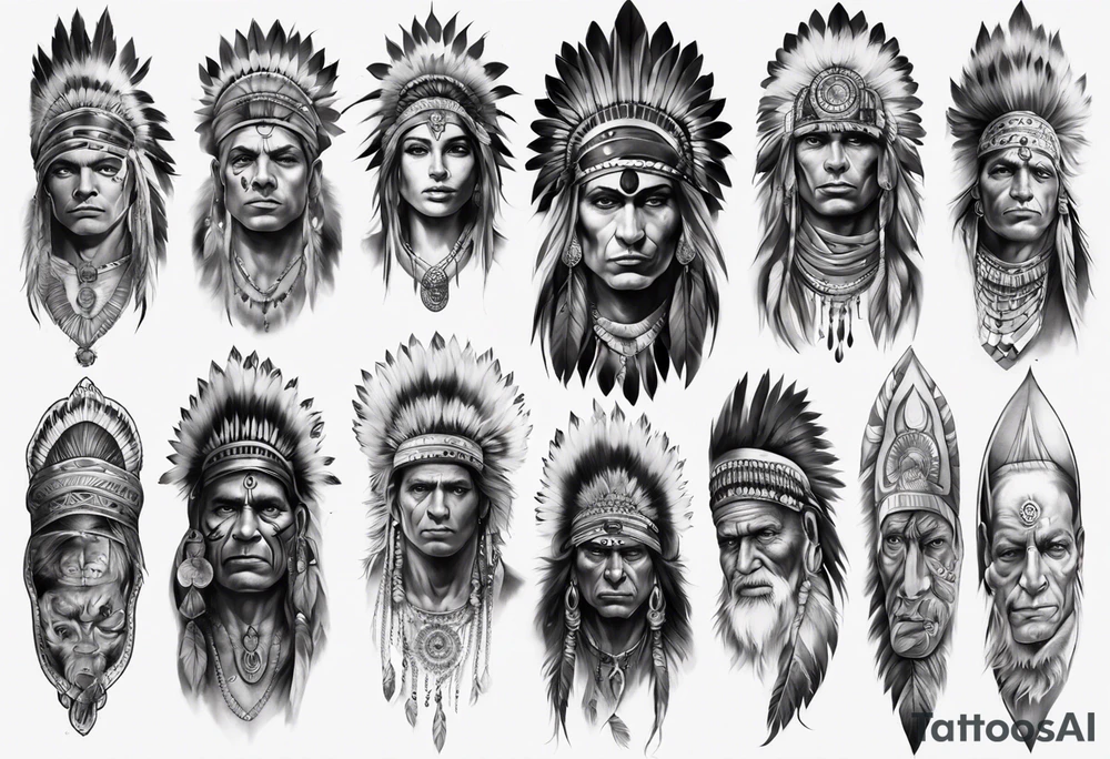 ARM SLEEVE WITH INDIAN THEME REALISTIC tattoo idea