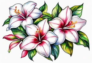 white background, abstract mandevilla flowers on a vine, no stamen in the flowers tattoo idea