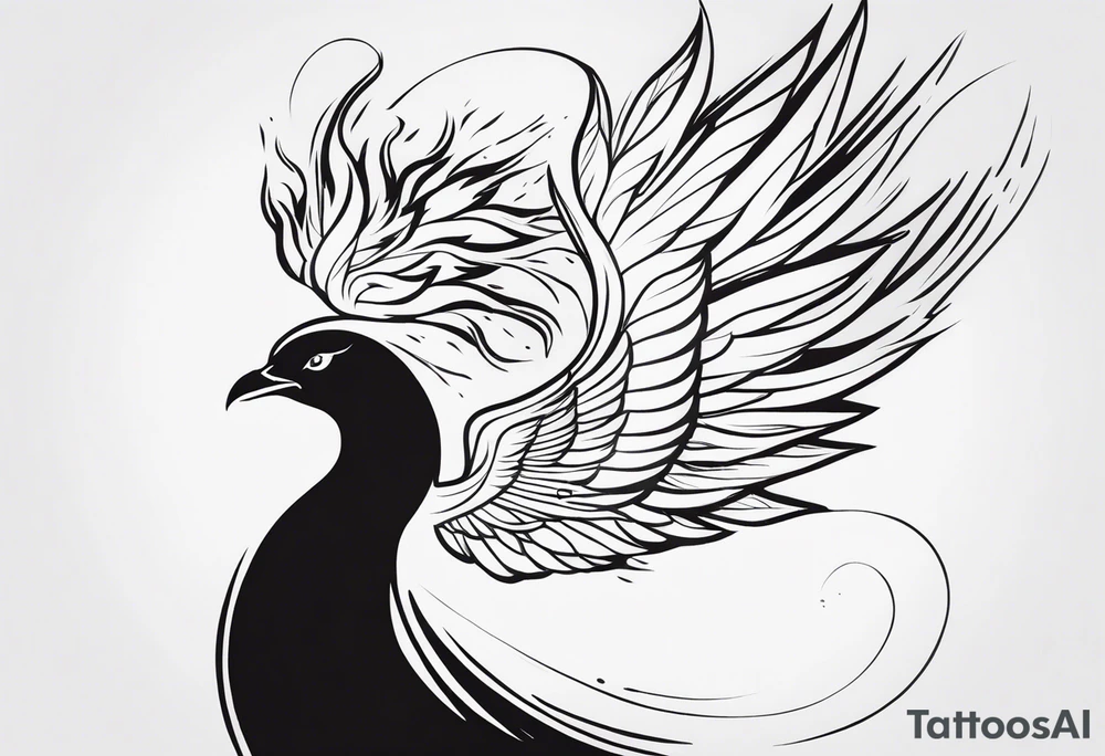 A phoenix transitioning from life to death or from ashes to rebirth tattoo idea