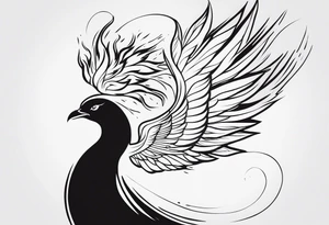 A phoenix transitioning from life to death or from ashes to rebirth tattoo idea