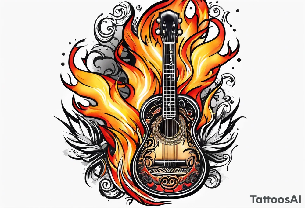 Music on fire tattoo idea