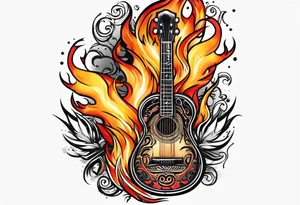 Music on fire tattoo idea