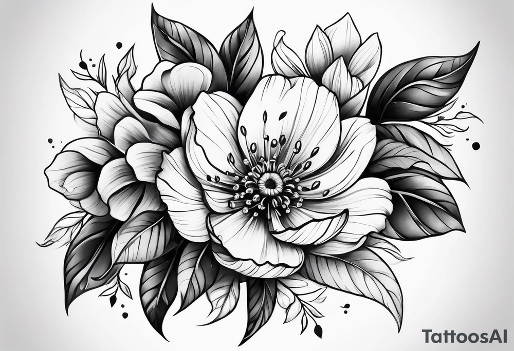 flowers on knee cap tattoo idea