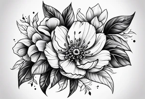 flowers on knee cap tattoo idea
