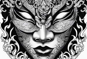 hanya mask on the shoulder, tattoo idea
