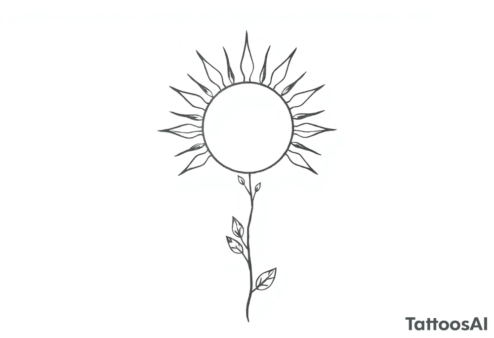 Sun rise with stem and leaves going down tattoo idea