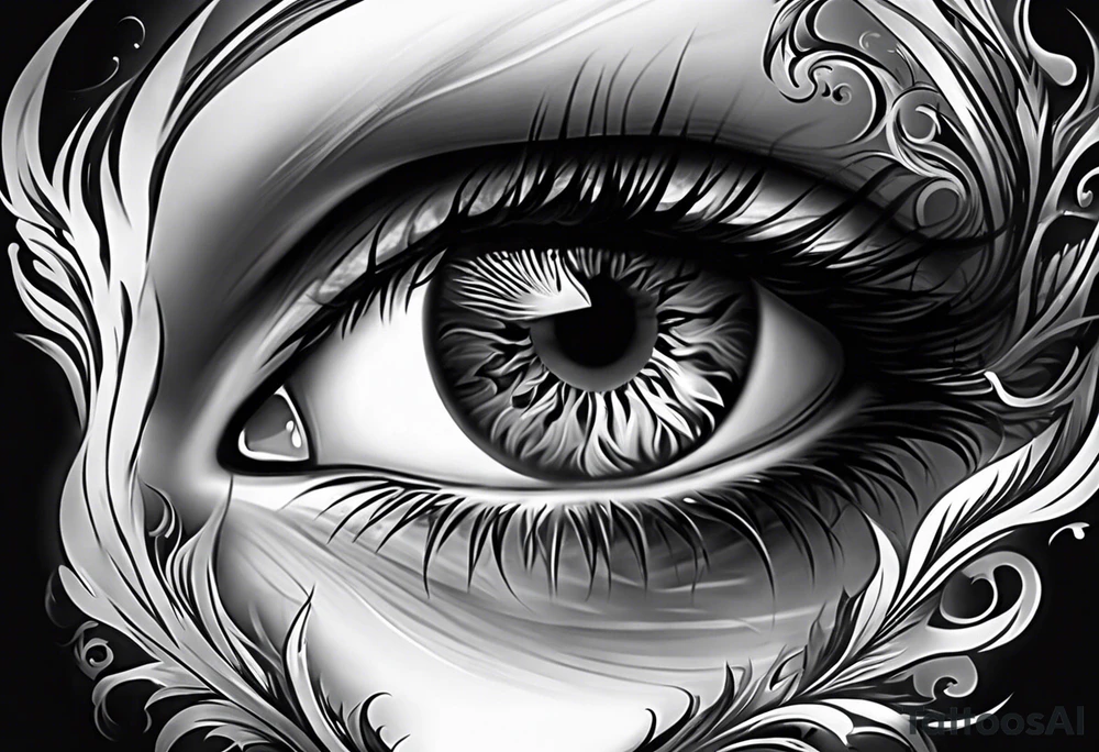 smoke fire eye tattoo idea