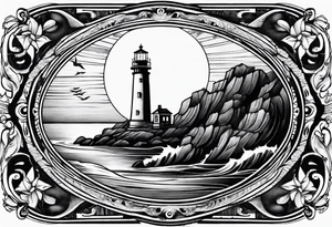 blade, saturn, lighthouse tattoo idea