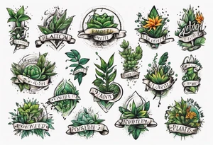 Word Powered with plants tattoo idea