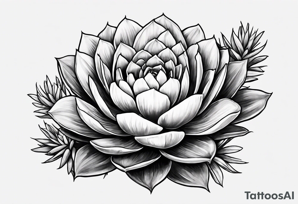Mexican Desert flora succulents and cactus tattoo idea