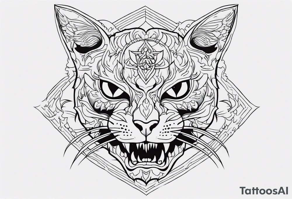 Um gato zombie demonio tattoo idea